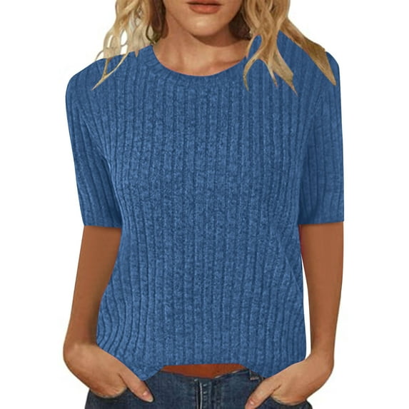 Diufon Sweaters for Women Dressy Casual 3/4 Sleeve Crewneck Tops Casual Loose Blouses Fall Fashion Sweatshirts