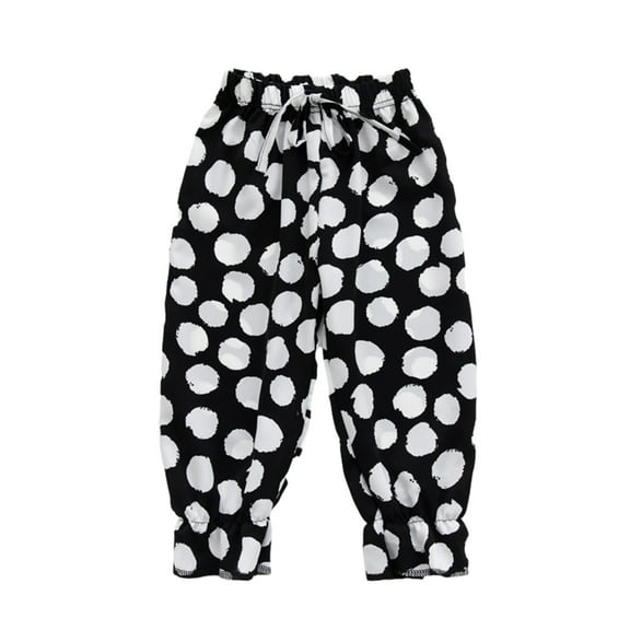 Diufon Lounge Pants for Girls Trendy Polka Dot Prints Pants Elastic Waist Drawstring Trousers