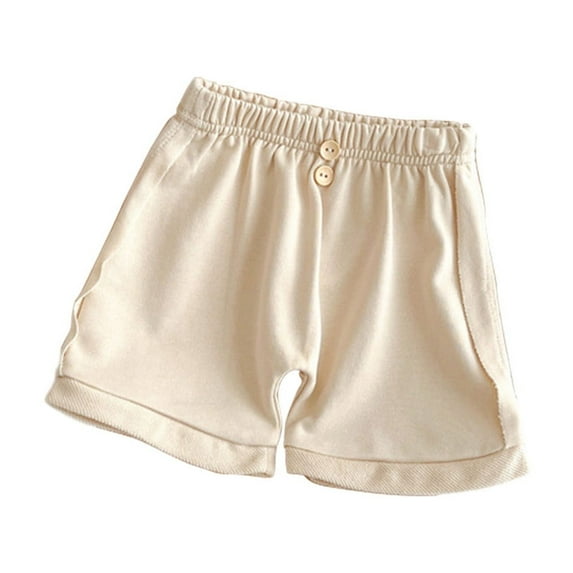 Diufon Lounge Shorts for Kids Summer Elastic Waist Button Down Shorts Solid Color Cotton Shorts