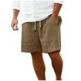thumbnail image 1 of Diufon Beach Shorts for Men Casual Elastic Waist Drawstring Knitted Stripes Summer Vacation Shorts with Pockets, 1 of 7