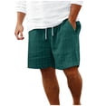 thumbnail image 1 of Diufon Beach Shorts for Men Casual Elastic Waist Drawstring Knitted Stripes Summer Vacation Shorts with Pockets, 1 of 7