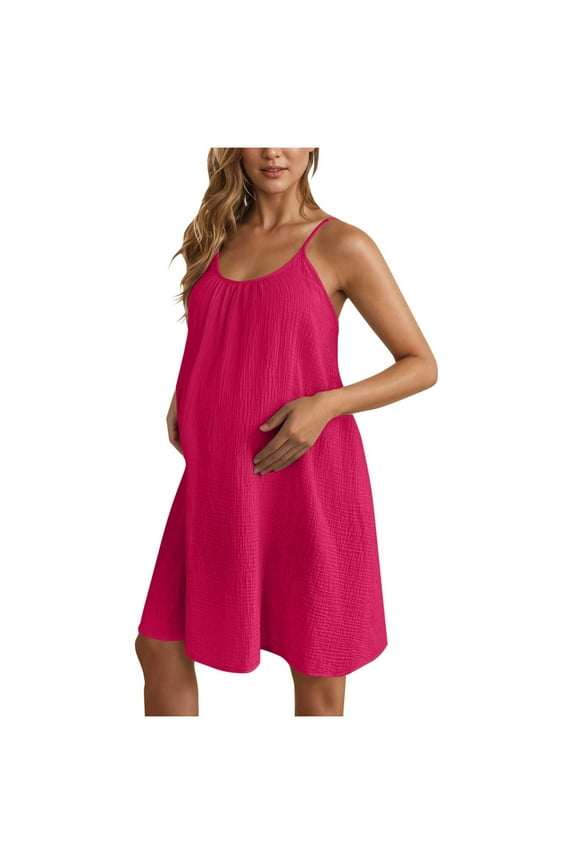 Maternity Dresses Sleeveless Adjustable Spaghetti Straps Summer Casual Flowy Dress for Baby Shower