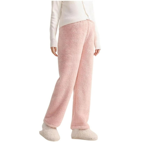 Diufon Maternity Pants for Sleep Over The Belly Fleece Pajama Pant Adjustable Waistband Fall Winter Warm Bottoms