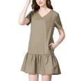 thumbnail image 1 of Diufon Maternity Short Sleeve Dress for Women Casual V Neck Pregnant Dress Home Daily Wearing Solid Color Dress, 1 of 7