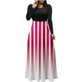thumbnail image 1 of Diufon Maxi Dresses for Women Trendy Color Block Pleated Dress Round Neck Long Sleeve Dress, 1 of 5