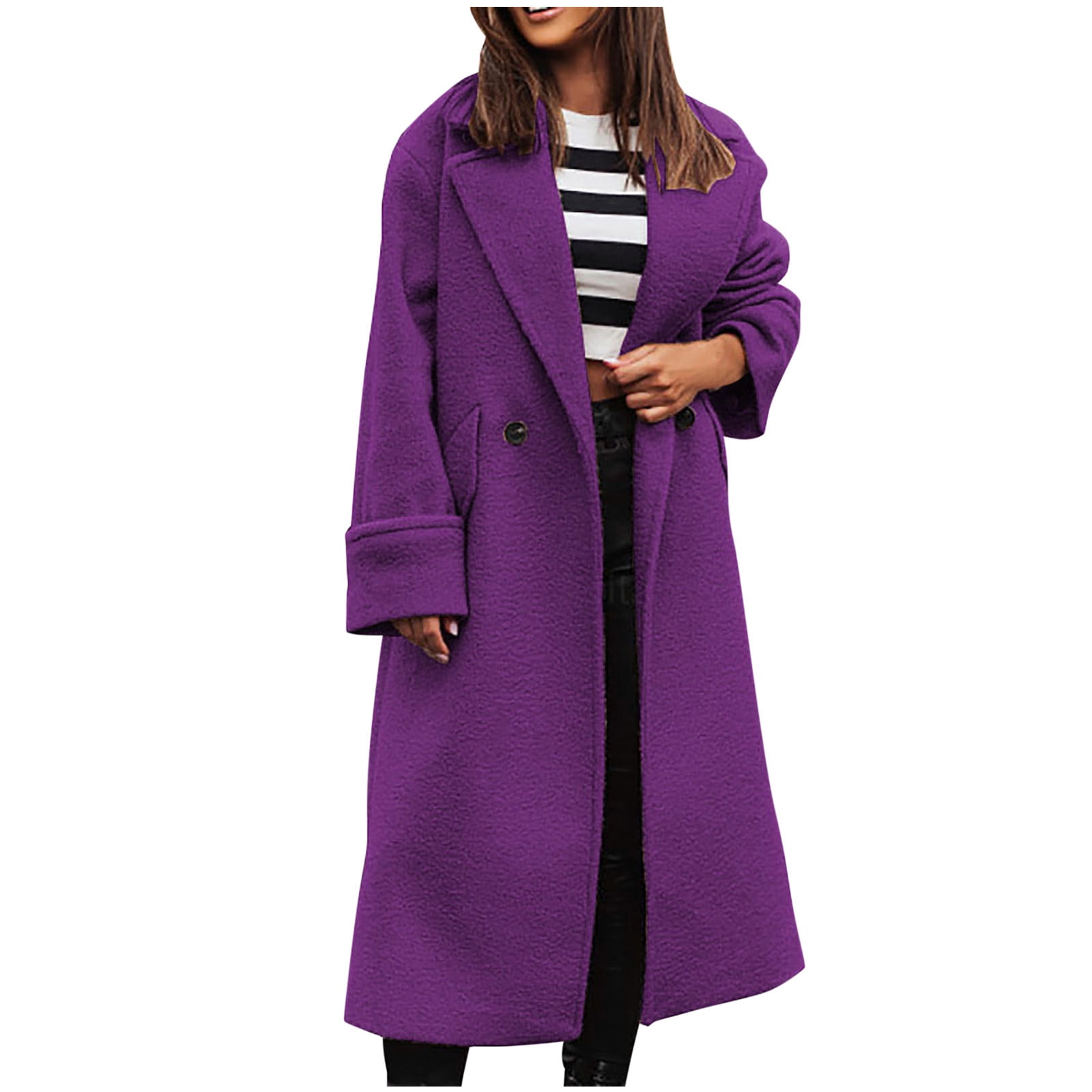 Diufon Maxi Overcoats for Women Fall Winter Oversized Notched Collar ...