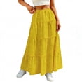 thumbnail image 1 of Diufon Womens Maxi Skirt Summer Casual Ruffle Tiered Elastic Waist Long Skirts Hollowed-out Boho Flowy Skirt, 1 of 9