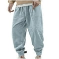 thumbnail image 1 of Diufon Men's Casual Corduroy Pants Drawstring Waist Wide Leg Cropped Pant Fall Winter Warm Trousers with Pockets, 1 of 5