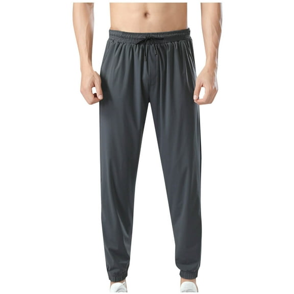 Diufon Men's Casual Joggers Pants Elastic Waist Drawstring Tapered Cropped Athletic Running Pants with Pockets