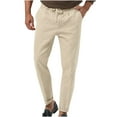 thumbnail image 1 of Diufon Men's Casual Pants Elastic Waist Drawstring Straight Leg Pants Solid Color Dressy Trousers with Pockets, 1 of 6