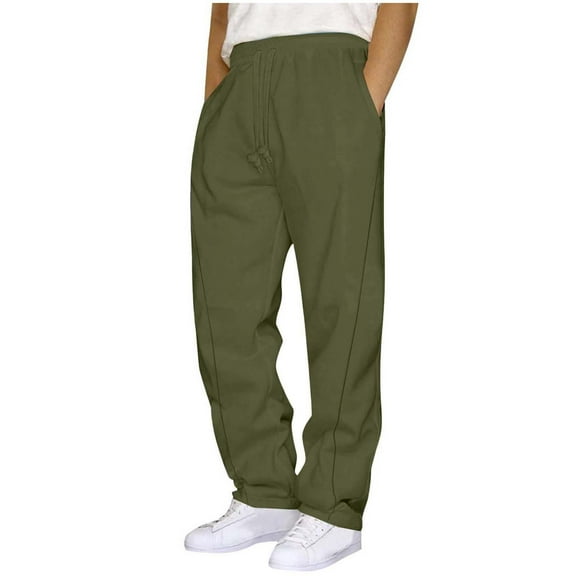 Diufon Sweatpants for Men Elastic Waisted Straight Leg Loose Pants Solid Color Athletic Jogger Pant with Pockets