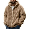 thumbnail image 1 of Diufon Men's Fuzzy Warm Jacket Long Sleeve Full Zip Open Front Plush Thickened Coat Fall Winter Hooded Outwear, 1 of 5
