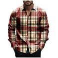 thumbnail image 1 of Diufon Men's Shirts Casual Long Sleeve Lapel Plaid Button Down Shirts Spring Summer Loose Lightweight Blouse, 1 of 5