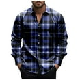 thumbnail image 1 of Diufon Men's Shirts Casual Long Sleeve Lapel Plaid Button Down Shirts Spring Summer Loose Lightweight Blouse, 1 of 5