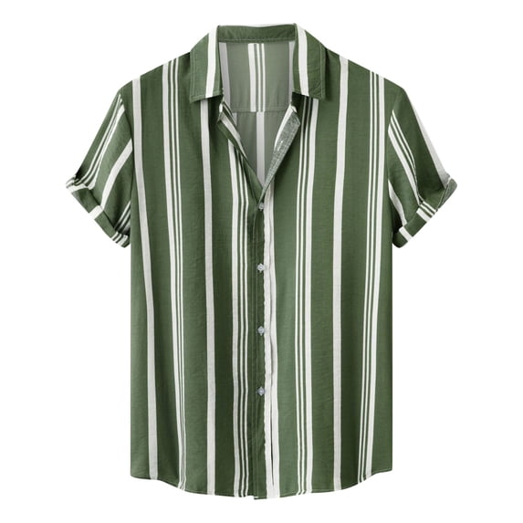 Diufon Men's Short Sleeve Button Up Shirts Casual Striped Summer Beach Vacation Tops Fashion Clothes