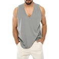 thumbnail image 1 of Diufon Men's Sleeveless V-Neck T Shirt Casual Loose Muscle Tank Tops Summer Soft Cotton Workout Gym Wear, 1 of 9