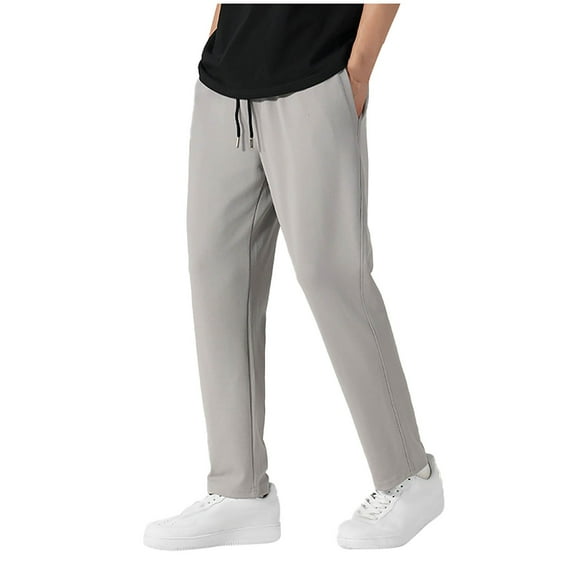 Diufon Men's Straight Leg Casual Pants Drawstring Waist Lightweight Breathable Athletic Trousers with Pockets