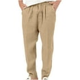 thumbnail image 1 of Diufon Men's Straight Leg Pants Cotton Linen Drawstring Waist Baggy Casual Versatile Trousers with Pockets, 1 of 2