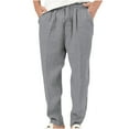 thumbnail image 1 of Diufon Men's Straight Leg Pants Cotton Linen Drawstring Waist Baggy Casual Versatile Trousers with Pockets, 1 of 2