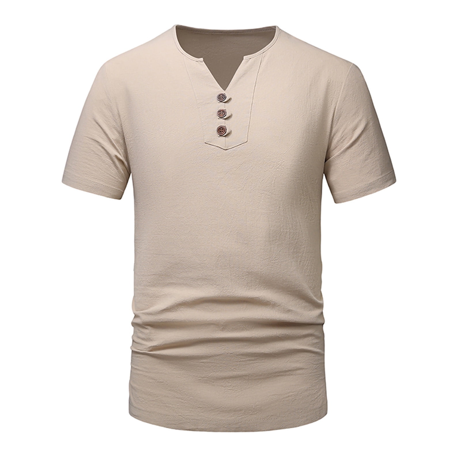 Diufon Men's Summer Shirts Casual Cotton Line Short Sleeve Tops