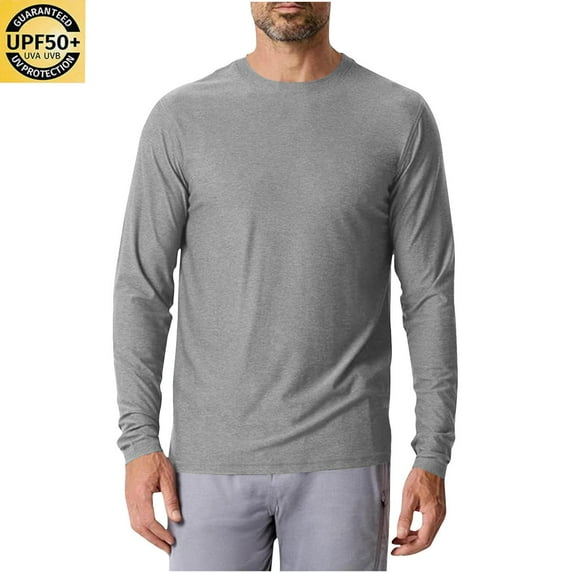 Diufon Sun Protection Shirts for Men UPF 50+ Long Sleeve Crewneck Tops Athletic Gym Shirt for Hiking Running