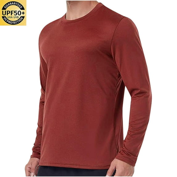 Diufon Sun Protection Shirts for Men UPF 50+ Long Sleeve Crewneck Tops Athletic Gym Shirt for Hiking Running
