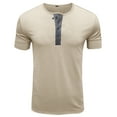 thumbnail image 1 of Diufon Men's T Shirts Short Sleeve Casual Basic Tee Summer Casual Stretch Button V Neck Soild Color Tops, 1 of 4