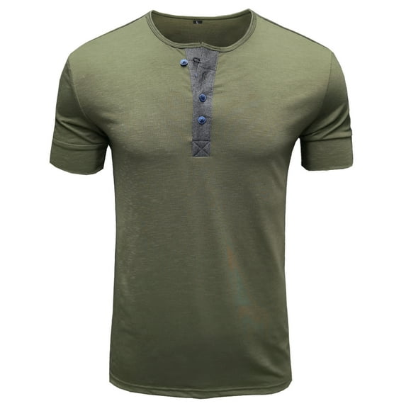 Diufon Men's T Shirts Short Sleeve Casual Basic Tee Summer Casual Stretch Button V Neck Soild Color Tops