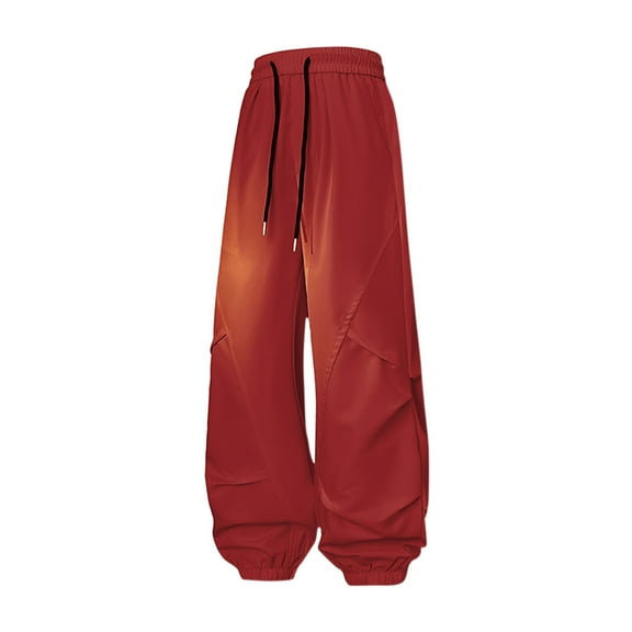 Diufon Men's Wide Leg Cargo Pants Loose Drawstring Waist Pants Trendy Streetwear Sweatpants with Pockets