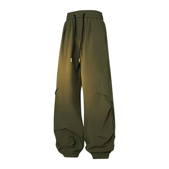 Diufon Men's Wide Leg Cargo Pants Loose Drawstring Waist Pants Trendy Streetwear Sweatpants with Pockets