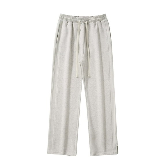 Diufon Men's Wide Leg Cotton Pants Casual Soft Drawstring Waist Baggy Athletic Running Trousers with Pockets