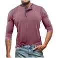 thumbnail image 1 of Diufon Mens 3/4 Sleeve Shirts Casual Soft Button V Neck Undershirts Lightweight Slim Vintage Pullover Tops, 1 of 8