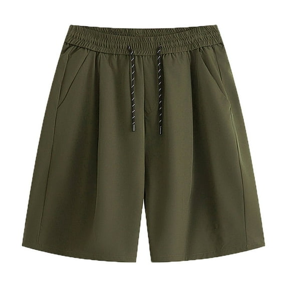 Diufon Mens Cotton Shorts Elastic Waist Drawstring Shorts with Pockets Solid Color Sports Shorts