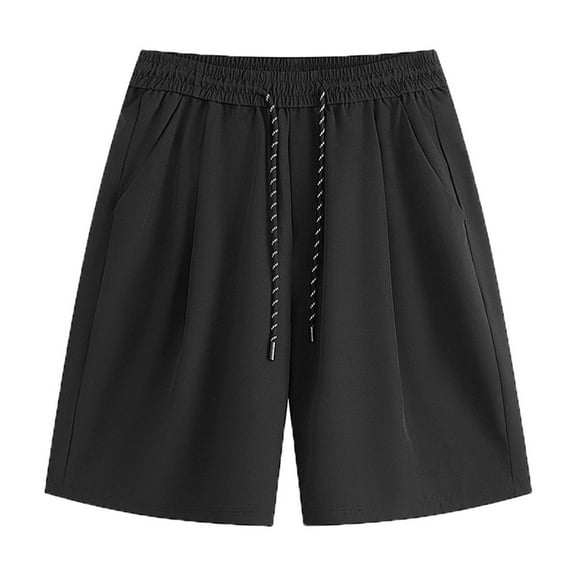 Diufon Mens Cotton Shorts Elastic Waist Drawstring Shorts with Pockets Solid Color Sports Shorts