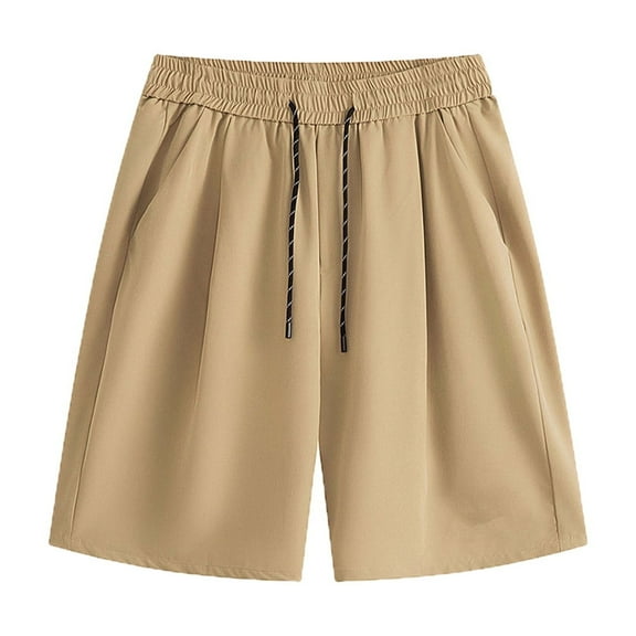 Diufon Mens Cotton Shorts Elastic Waist Drawstring Shorts with Pockets Solid Color Sports Shorts