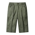 thumbnail image 1 of Diufon Mens Cotton Shorts Solid Color Knee Length Shorts Elastic Waist Outdoor Shorts with Zipper Pockets, 1 of 6