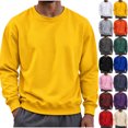 thumbnail image 1 of Diufon Mens Crewneck Sweatshirt Casual Long Sleeve Thin Fleece Lined Sweatshirts Fall Winter Going Out Pullover Shirts, 1 of 7