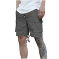 thumbnail image 1 of Diufon Mens Drawstring Cargo Shorts Spring Summer Casual Elastic Waist Outdoor Hiking Sport Shorts with Pockets, 1 of 7