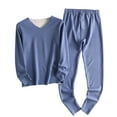 thumbnail image 1 of Diufon Mens Fleece Pajamas Sets V Neck Long Sleeve Tops Elastic Waist Pants Warm Sets, 1 of 6