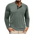 thumbnail image 1 of Diufon Mens Long Sleeve Shirt Dressy Casual Button V Neck Basic Tops Lightweight Solid Color Blouse with Pocket, 1 of 7