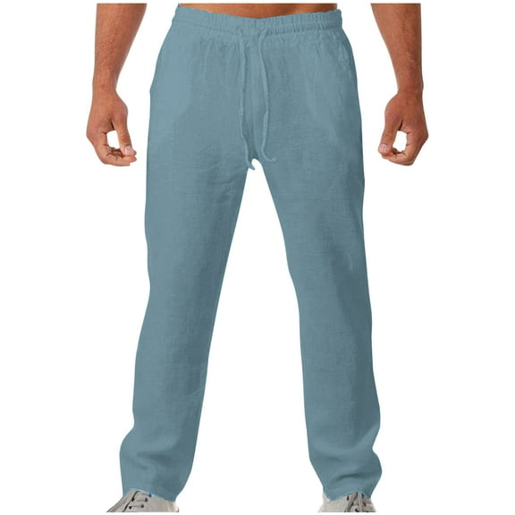 Diufon Mens Lounge Pants Solid Color Sweatpants Elastic Waist Drawstring Trousers with Pockets