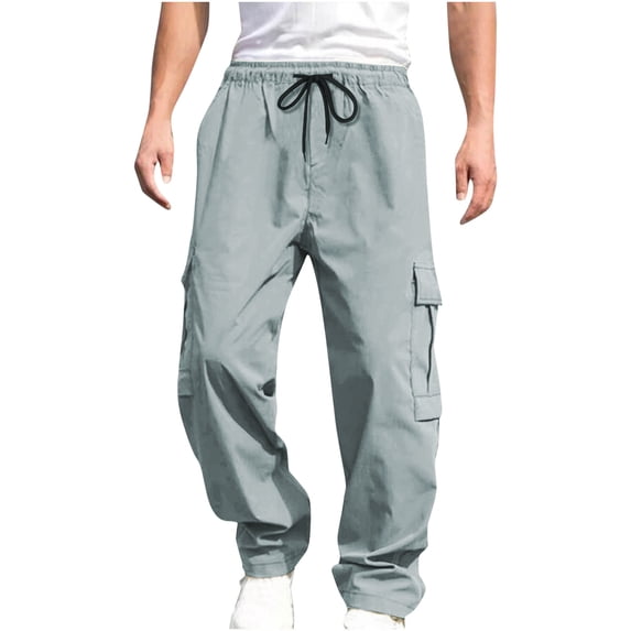 Diufon Mens Outdoor Cargo Pants Elastic Waist Drawstring Sweatpants Athletic Pants with Multi-pocket