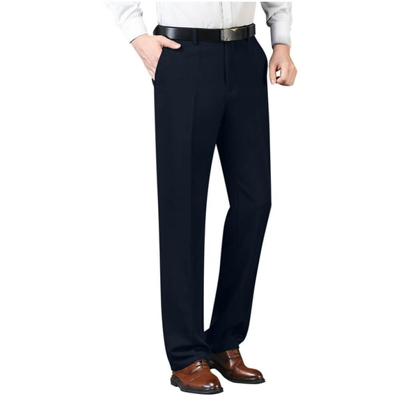 Diufon Mens Plus Size Suit Pants Solid Color Straight Pants Business Trousers with Pockets