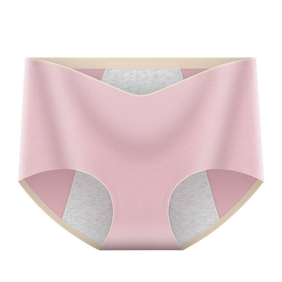 Diufon Menstrual Period Panties for Women Seamless Knitted Cotton Briefs Plus Size Color Block Underwear