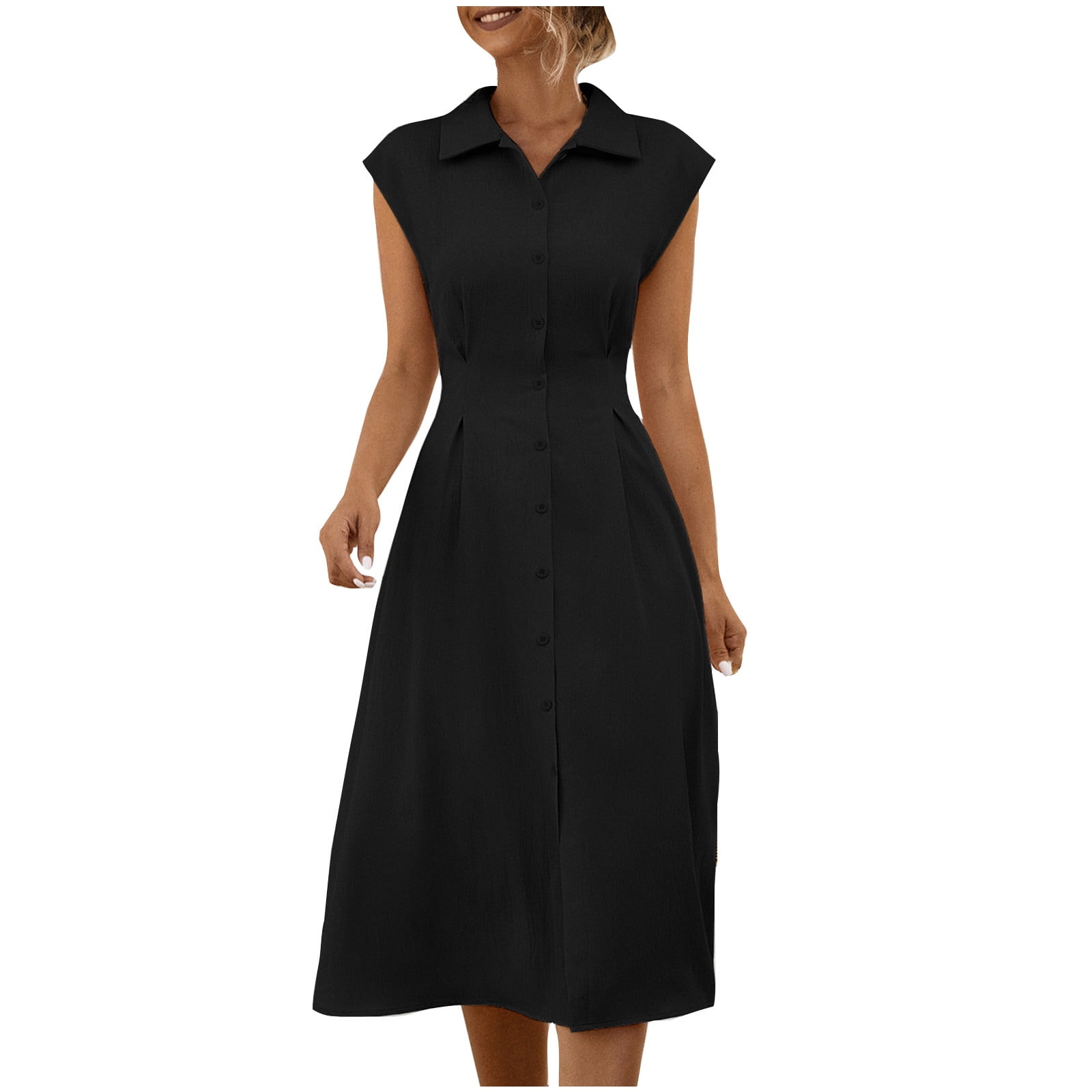Sleeveless Draped A-Line Midi Dresses
