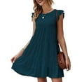 thumbnail image 1 of Diufon Mini Dresses for Women Round Neck Ruffle Sleeveless Dress Solid Color Dress A-Line Dress, 1 of 3