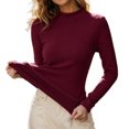 thumbnail image 1 of Diufon Mock Neck Tops for Women Long Sleeve Fleece Lined Thickened Warm Pullover Fall Winter Slim Fitted Layering Blouse, 1 of 8