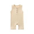 thumbnail image 1 of Diufon Newborn Baby Boy Girl Bodysuit Cotton Sleeveless Button Romper Solid Color Home Crawling Jumpsuit, 1 of 3