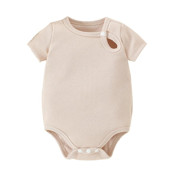 Diufon Newborn Baby Boy Girl Bodysuit Spring Summer Short Sleeve Crewneck Jumpsuit Infant Side Button Clothes