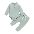 thumbnail image 1 of Diufon Newborn Baby Boy Girl Clothes Outfits Infant Knitted Long Sleeve Bodysuit and Drawstring Pants Sets, 1 of 7